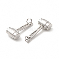 ラックメッキ真鍮マイクロパヴェキュービックジルコニアツールペンダント  カドミウムフリー＆鉛フリー  ハンマーチャーム  丸カン付き  プラチナメッキ  23x10x6.5mm  穴：3.4mm&nbsp;KK-I699-16P
