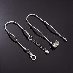 ブラスヨーロッパスタイルのブレスレットのジュエリーを作る  スネークチェーンを有します  プラチナ  6-3/4インチ（17cm）  7-1/8インチ（18cm）  6個/箱&nbsp;KK-SC0001-12P