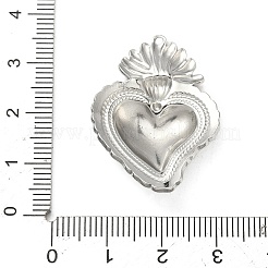304ステンレスペンダント  ハートチャーム  ステンレス鋼色  34x24x5mm  穴：1.4mm&nbsp;STAS-C167-09A-P