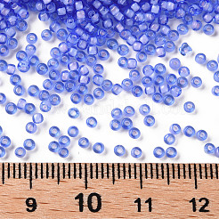 12/0グレードの丸いガラスシードビーズ  透明インサイドカラー  モーブ  2x1.5mm  穴：0.7mm  約48500個/ポンド&nbsp;SEED-N001-D-13/212