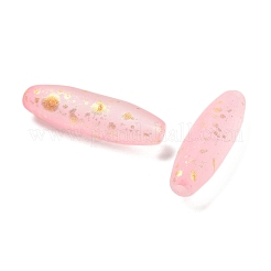 艶消しガラスビーズ  ライス  金箔  パールピンク  21.5x6.5mm  穴：1.4mm  約915個/1000g&nbsp;FGLA-L001-001C
