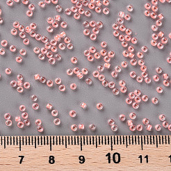 12/0 FGBグレードAラウンドガラスシードビーズ  透明インサイドカラー  光沢メッキ  ライトサーモン  2.3x1.5mm  穴：1mm  約48500個/ポンド&nbsp;SEED-N001-F-233