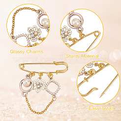 4Pcs 4 Style Flower & Heart & Number 5 Enamel Charms Safety Pin Brooches&nbsp;JEWB-BC0001-09