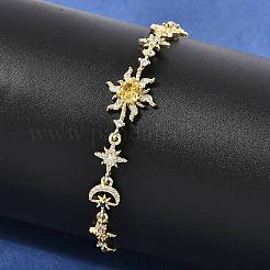 Brass Micro Pave Cubic Zirconia Link Bracelets&nbsp;BJEW-H639-06G