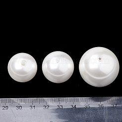 環境に優しいプラスチックビーズ  高い光沢  グレードA  ハーフホール/穴あけ  ラウンド  ホワイト  25mm  半分穴：1.6mm&nbsp;MACR-S295-25mm-01