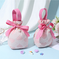 Heart Print Cloth Jewelry Drawstring Gift Bags&nbsp;ABAG-WH20015-11