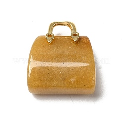 Natural Topaz Jade Brass Pendants&nbsp;KK-E274-01G-16