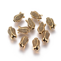 チベット風合金ビーズ  花  アンティーク黄金  11x6mm  穴：1.8mm&nbsp;PALLOY-E566-17AG