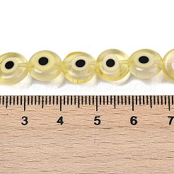 手作りナザールボンジュウランプワークビーズ連売り  フラットラウンド  ライトカーキ  10~10.5x3.5mm  穴：0.7mm  約37個/連  14.06~14.17''（35.7~36センチメートル）&nbsp;LAMP-G164-10C-05