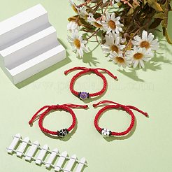 花編みビーズブレスレット  子供のための幸運な赤いブレスレット  ミックスカラー  内径：1-7/8~2-5/8インチ（4.7~6.8cm）&nbsp;BJEW-JB07684