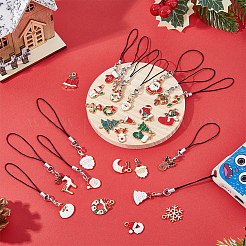 Christmas Theme Alloy Enamel Mobile Straps&nbsp;HJEW-AB00092