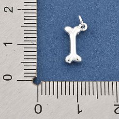 スターリングシルバーのチャーム925個、スタンプと丸カン925個付き  銀色のメッキ  犬用の骨  11x6x2mm  穴：2mm&nbsp;STER-S007-01B-S