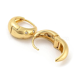 Brass Micro Pave Cubic Zirconia Hoop Earrings&nbsp;EJEW-C066-02G
