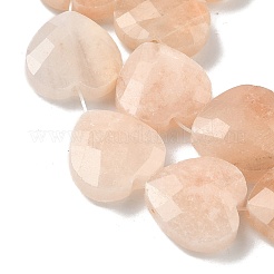 天然石ピンクアベンチュリンビーズ連売り  多面カット  ハート  14.5~15x15~15.5x5.5~6mm  穴：1mm  約10個/連  5.51~5.71''（14~14.5センチメートル）&nbsp;G-A309-A15-01