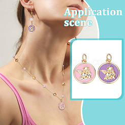 8Pcs 2 Colors Brass Enamel Pendants&nbsp;KK-BC0015-14