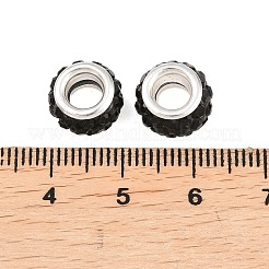 Polymer Clay Rhinestone European Large Hole Beads with Silver Color Plated Brass Cores&nbsp;FPDL-R002-01