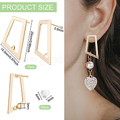 12Pcs Brass Hollow Out Trapezoid Stud Earring Findings&nbsp;KK-BC0011-02