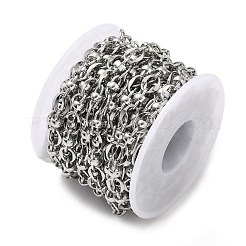 304ステンレススチール楕円リンクチェーン  ニッケルフリー  ハンダ付け  スプールで  ステンレス鋼色  8.5x6.5x1mm  5 m /ロール&nbsp;CHS-C020-03P