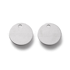 変色しない304ステンレススチールチャーム  レーザー切断  空白タグのスタンプ  フラットラウンド  ステンレス鋼色  8x0.4mm  穴：1mm&nbsp;STAS-K195-12P-02