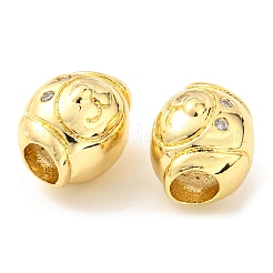 Brass Micro Pave Cubic Zirconia European Beads&nbsp;KK-M247-09G