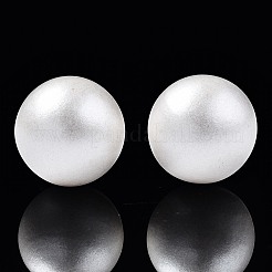 塗装天然木ビーズ  パールカラーの  穴なし/ドリルなし  ラウンド  乳白色  15mm&nbsp;WOOD-S057-071N