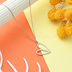変色しない304ステンレススチール製ペンダントネックレス（女性用）  ハート  17.60インチ（44.7cm）  ペンダント：28.5x23mm&nbsp;NJEW-JN04387-02