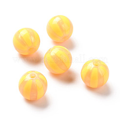 不透明なアクリルビーズ  グリッターパウダー  縞模様の丸い  ミックスカラー  15.5x15mm  穴：3mm&nbsp;OACR-M003-03
