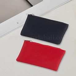 2個 2色 PUレザー ジッパーポーチ  女性のための財布  長方形  プラチナ  ミックスカラー  8.4x12.1x1.4cm  1pc /カラー&nbsp;ABAG-LP0001-83B