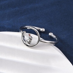 Brass Enamel Adjustable Open Cuff Rings for Women&nbsp;LS-RJEW-U058-04P