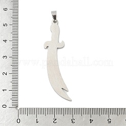 304ステンレススチール製ビッグペンダント  ズルフィカールの剣チャーム  ステンレス鋼色  50x16x1.5mm  穴：5.5x3.5mm&nbsp;STAS-F326-20P