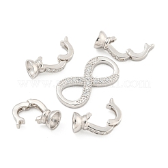 925 Sterling Silver Micro Pave Clear Cubic Zirconia Fold Over Clasps&nbsp;STER-U001-09P