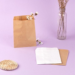 100本2色ホワイト＆ブラウンクラフト紙袋  ハンドルなし  食品保存袋  18x13cm  50個/カラー&nbsp;CARB-LS0001-04