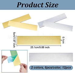 12個2色のアルミ製ブローチ金具  空白タグのスタンプ  ミックスカラー  251x50x1mm  6個/カラー&nbsp;AJEW-OC0013-37