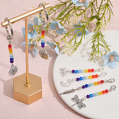 18Pcs 9 Style Chakra Theme Natural & Dyed Malaysia Jade Beaded Pendant Decorations&nbsp;HJEW-CA0001-47