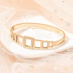 イオンプレーティング（IP）304ステンレススチール製ヒンジ付き女性用バングル  艶消し  ローズゴールド  内径：2x2-3/8インチ（5x6cm）&nbsp;BJEW-A011-17RG