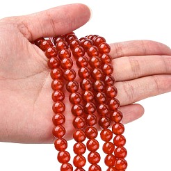 天然石カーネリアンビーズ連売り  グレードA  染め  ラウンド  8mm  穴：1mm  24個/連  8インチ&nbsp;G-C076-8mm-2A