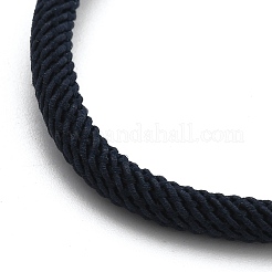 コットンコードブレスレット  真鍮のパーツと  ゴールドカラー  プルシアンブルー  8-1/2インチ（21.5cm）〜9インチ（23cm）&nbsp;BJEW-F360-B35