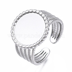 Non-Tarnish 304 Stainless Steel Open Cuff Finger Ring Cabochon Settings&nbsp;STAS-T060-06P