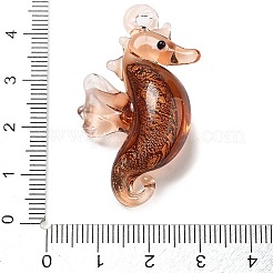 手作りランプワークペンダント  タツノオトシゴチャーム  チョコレート  42x26x11.5mm  穴：2x2.5mm&nbsp;LAMP-A004-02D