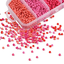 1900個5色ベーキングペイントガラスシードビーズ  8/0  ミックスカラー  3~3.5mm  穴：1~1.2mm  18グラム  約380PCS /カラー&nbsp;SEED-YW0001-76A