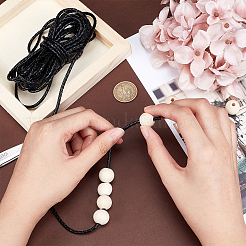Diameter 3mm Black Round Folded Bolo Genuine Braided Leather Cords for Necklace Bracelet Jewelry Making&nbsp;WL-PH0002-01A