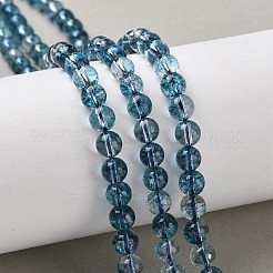 染め加工ラウンド天然石クラッククオーツビーズ連売り  空色  6mm  穴：1mm  約61個/連  14.76インチ（37.5cm）&nbsp;G-K084-6mm-03A