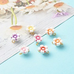 アクリルビーズリンクコネクター  クラフトビーズ  黄金の鉄の発見で  カドミウムフリー＆鉛フリー  花  ミックスカラー  11~12x10x6.5mm  穴：2mm&nbsp;PALLOY-JF00823