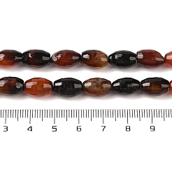 天然石瑪瑙ビーズ連売り  染め＆加熱  多面カット  オーバル  暗赤色  12x7.5~8mm  穴：1.2mm  約32個/連  14.96''（38センチメートル）&nbsp;G-Q194-B01-01F