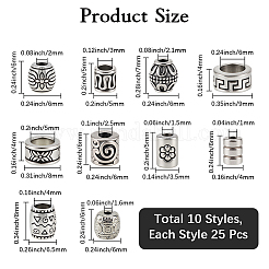 250Pcs 10 Styles Tibetan Style Alloy Spacer Beads&nbsp;TIBE-PA0001-04