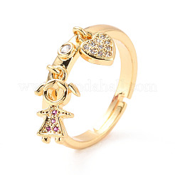 Girl and Heart Cubic Zirconia Charm Adjustable Ring&nbsp;RJEW-C024-07G