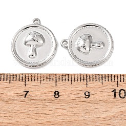 304ステンレスペンダント  フラットラウンド  ステンレス鋼色  キノコ  17.5x15x3mm  穴：1.4mm&nbsp;STAS-P432-01A-P