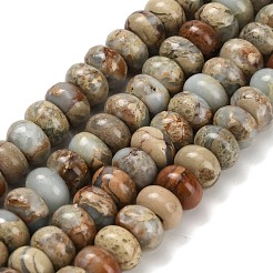 天然アクアテラジャスパービーズ連売り  印象ジャスパー  ロンデル  8x5mm  穴：1.2mm  約79~80個/連  16.14~16.34''（41~41.5センチメートル）&nbsp;G-Z110-D40-5x8mm