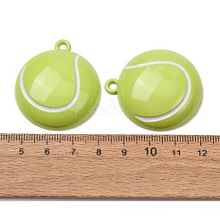 焼付塗装合金ペンダント  テニスのチャーム  薄緑  39.5x34.5x10mm  穴：3mm&nbsp;AL-CBAFE77-02A-06