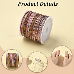 4 Rolls 4 Colors Segment Dyed Nylon Braided Cord with Gold Thread&nbsp;WCOR-SC0001-02B